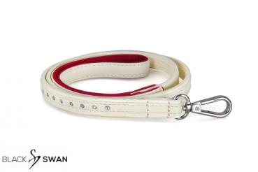 Leash made of genuine leather - white