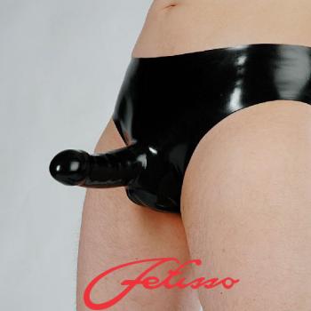 Latex briefs with condom